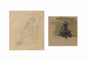 GIOVANNI BATTISTA QUADRONE Mondov (CN) 1844 - 1898 Torino - a-Uomo seduto b-Ritratto di gentiluomo seduto