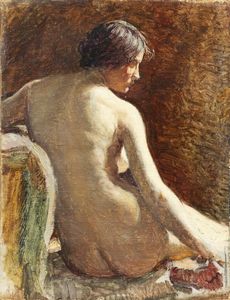 ANGELO MORBELLI Alessandria 1853 - 1919 Milano - Nudo femminile seduto 1919 ca