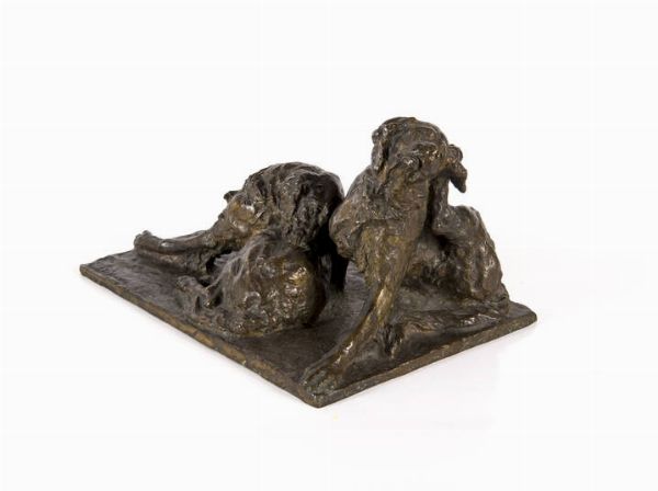 CESARE BISCARRA Torino 1866 - 1943 : Cani Setter  - Asta Asta 178: Asta di sculture - Associazione Nazionale - Case d'Asta italiane