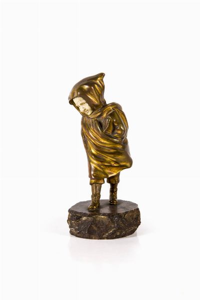 AFFORTUNATO GORY Firenze 1895- Parigi 1925 : Fanciullo con cappa  - Asta Asta 178: Asta di sculture - Associazione Nazionale - Case d'Asta italiane