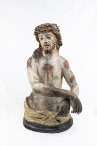 SCULTORE ANONIMO : Ecce Homo  Spagna  XVII secolo  - Asta Asta 178: Asta di sculture - Associazione Nazionale - Case d'Asta italiane