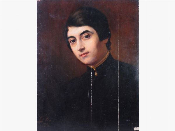 Jan Styka : Ritratto di fanciullo 1886  - Asta Arredi e Dipinti di Palazzo al Bosco - Associazione Nazionale - Case d'Asta italiane