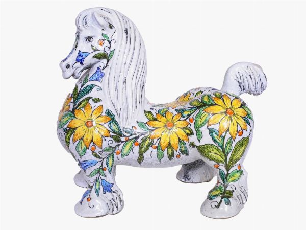Cavallo in ceramica  - Asta Arredi e Dipinti di Palazzo al Bosco - Associazione Nazionale - Case d'Asta italiane