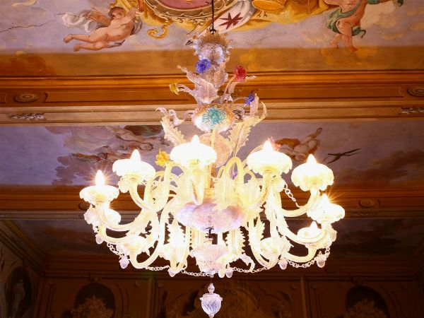 Lampadario in vetro soffiato incolore di Murano  - Asta Arredi e Dipinti di Palazzo al Bosco - Associazione Nazionale - Case d'Asta italiane