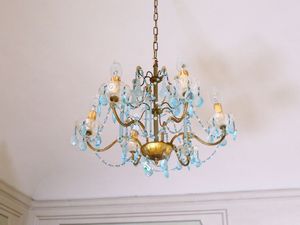 Piccolo lampadario in metallo dorato e vetro  - Asta Arredi e Dipinti di Palazzo al Bosco - Associazione Nazionale - Case d'Asta italiane