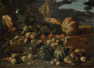 Pace da Campidoglio Michelangelo - Natura morta con zucche e frutti