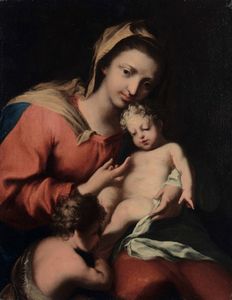 Amigoni Jacopo : Madonna col Bambino e San Giovannino  - Asta ASTA 0516 - IMPORTANTI DIPINTI ANTICHI - Associazione Nazionale - Case d'Asta italiane
