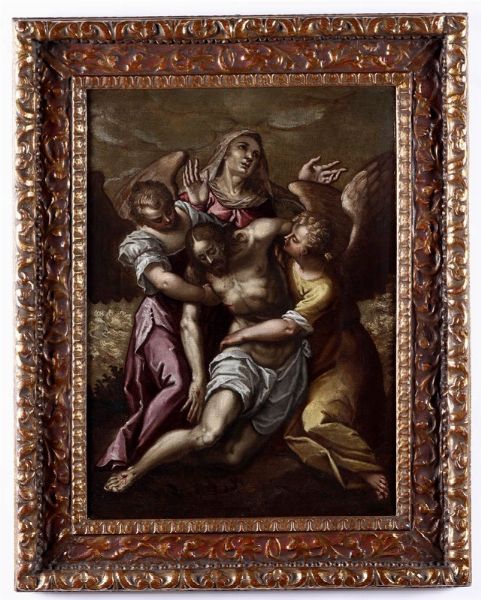 Cristo sorretto dagli angeli e la Vergine  - Asta ASTA 0484 - DIPINTI ANTICHI - Associazione Nazionale - Case d'Asta italiane
