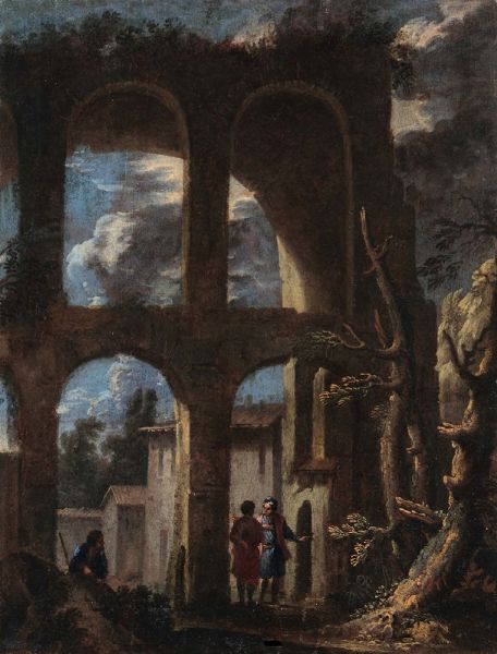 Figure tra le rovine del Colosseo  - Asta ASTA 0484 - DIPINTI ANTICHI - Associazione Nazionale - Case d'Asta italiane