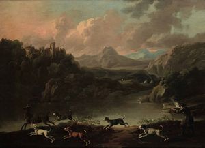 Roos, detto Rosa da Tivoli Philipp Peter - Caccia al cervo lungo il fiume