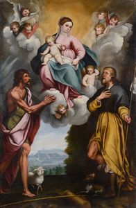 Castello Bernardo : Madonna col Bambino tra i Santi  - Asta ASTA 0484 - DIPINTI ANTICHI - Associazione Nazionale - Case d'Asta italiane