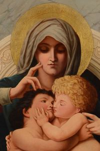 Madonna in trono con Ges e San Giovanni Battista  - Asta ASTA 0484 - DIPINTI ANTICHI - Associazione Nazionale - Case d'Asta italiane