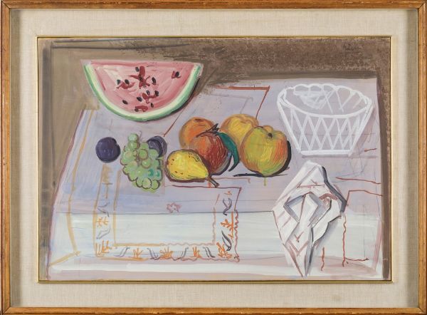 Funi Achille : Natura morta con frutta, 1960 ca.  - Asta ASTA 507 - Arte Moderna e Contemporanea - I Sessione - Associazione Nazionale - Case d'Asta italiane