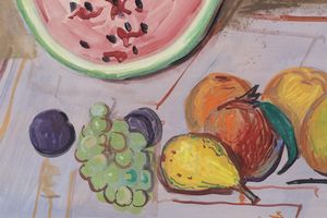 Funi Achille : Natura morta con frutta, 1960 ca.  - Asta ASTA 507 - Arte Moderna e Contemporanea - I Sessione - Associazione Nazionale - Case d'Asta italiane