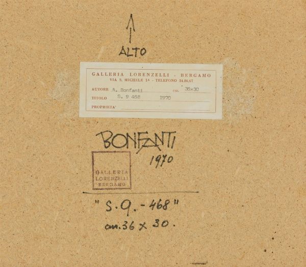 Bonfanti Arturo : S.9-468, 1970  - Asta Asta 507 - Arte Moderna e Contemporanea - II sessione - Associazione Nazionale - Case d'Asta italiane