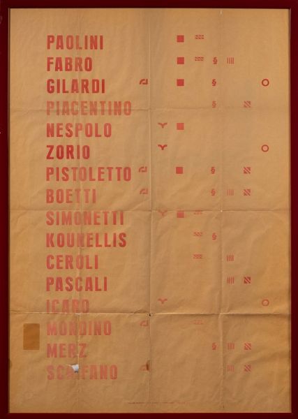 BOETTI ALIGHIERO : Manifesto, 1967  - Asta Asta 507 - Arte Moderna e Contemporanea - II sessione - Associazione Nazionale - Case d'Asta italiane