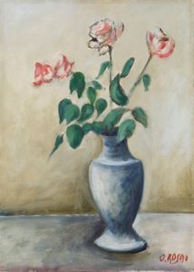 ROSAI OTTONE - Vaso con quattro rose, 1956