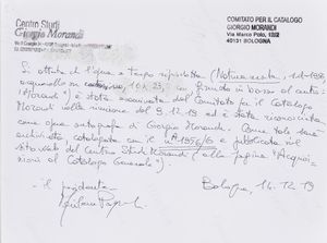 MORANDI GIORGIO : Natura morta, s.d. 1957  - Asta Asta 507 - Arte Moderna e Contemporanea - II sessione - Associazione Nazionale - Case d'Asta italiane