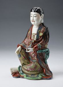 Arte Cinese - Figura in porcellana policroma Cina,  inizi XX secolo