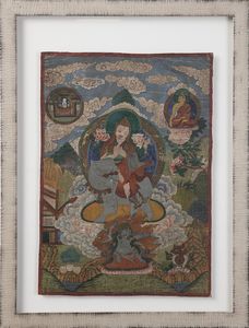 Arte Himalayana - Thangka raffigurante LamaTibet, inizi XX secolo