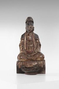 Arte Cinese - Figura di Guanyin in legno laccatoCina, XIX secolo