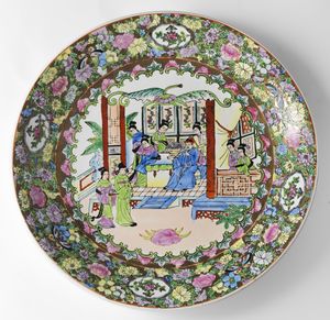 Arte Cinese - Piatto in porcellana CantonCina, XX secolo