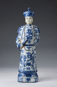 Arte Cinese - Figura in porcellana bianco/bluCina, inizi XX secolo