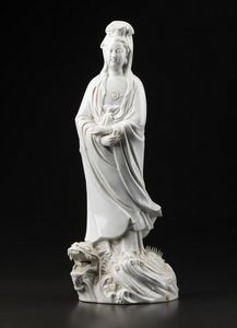Arte Cinese - Gruppo di otto figure in porcellana dehuaCina, XIX - XX secolo