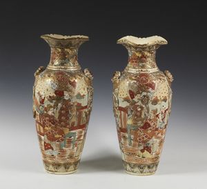 ARTE GIAPPONESE - Coppia di vasi satsumaGiappone, XIX secolo