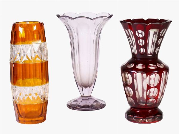 Tre vasi in cristallo molato  - Asta Asta 202 - Only Glass - Associazione Nazionale - Case d'Asta italiane