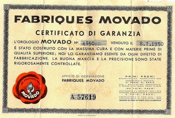 MOVADO CALENDARIO COMPLETO REF. R4939 N. 09XX ANNO 1950  - Asta Orologi - Associazione Nazionale - Case d'Asta italiane