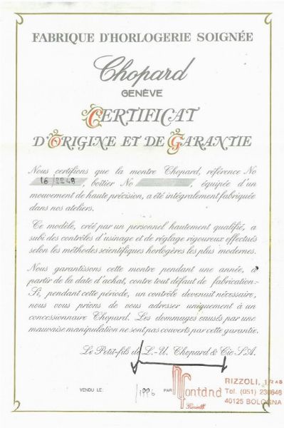 CHOPARD CLASSIC RISERVA DI CARICA REF. 16/2248 N. 3870XX ANNO 1996  - Asta Orologi - Associazione Nazionale - Case d'Asta italiane