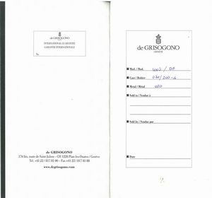 DE GRISOGONO INSTRUMENTO NO. UNO N. 070/200XX  - Asta Orologi - Associazione Nazionale - Case d'Asta italiane