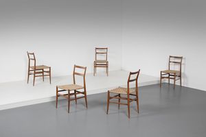PONTI GIO (1891 - 1979) : Cinque sedie Leggere produzione Cassina, 1957.  - Asta ASTA 317 - DESIGN (online) - Associazione Nazionale - Case d'Asta italiane