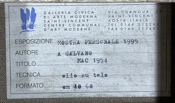 GALVANO ALBINO (1907 - 1991) : MAC 1954.  - Asta ASTA 319 - ARTE MODERNA E CONTEMPORANEA (online ) - Associazione Nazionale - Case d'Asta italiane