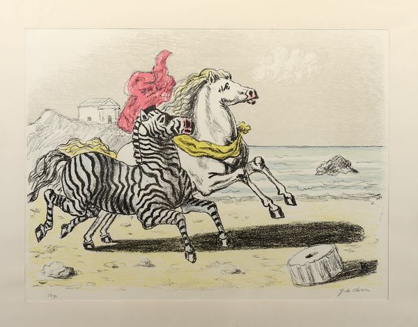 DE CHIRICO GIORGIO (1888 - 1978) : Zebra e cavallo.  - Asta ASTA 319 - ARTE MODERNA E CONTEMPORANEA (online ) - Associazione Nazionale - Case d'Asta italiane
