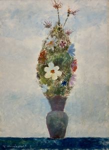 OMICCIOLI  GIOVANNI (1901 - 1975) - Natura morta. Vaso di fiori.