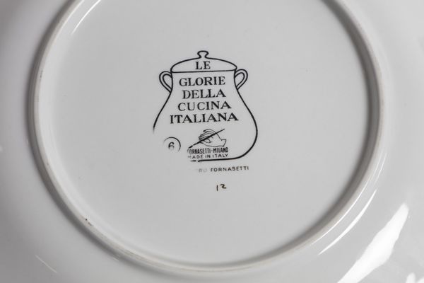 FORNASETTI PIERO (1913 - 1988) : Sei piatti serie Le glorie della cucina italiana  - Asta DESIGN  (online) - Associazione Nazionale - Case d'Asta italiane