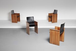 SCARPA AFRA (1937 -2011) & TOBIA (n. 1935) : Quattro sedie Segesto produzione Stildomus  - Asta DESIGN  (online) - Associazione Nazionale - Case d'Asta italiane