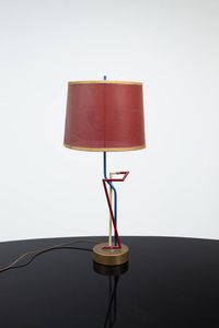 PRODUZIONE ITALIANA - Lampada da tavolo in ottone e metallo verniciato. Anni '50