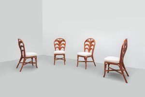 VIVAI DEL SUD : Quattro sedie in vimini. Anni '80 cm 94x40x55  - Asta Asta 182 - Associazione Nazionale - Case d'Asta italiane