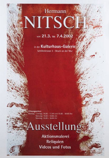 MANIFESTO : Hermann Nitsch 40. Malaktion das grosse Bodenbild  - Asta Asta 183 Grafica - Associazione Nazionale - Case d'Asta italiane