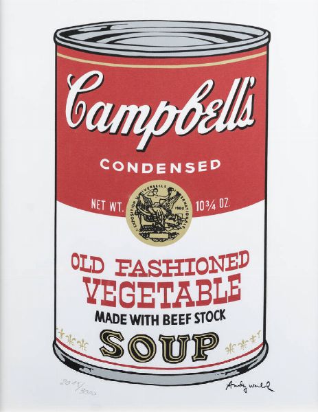 ANDY WARHOL USA 1927 - 1987 : Campbell's soup-Old fashioned vegetable  - Asta Asta 183 Grafica - Associazione Nazionale - Case d'Asta italiane
