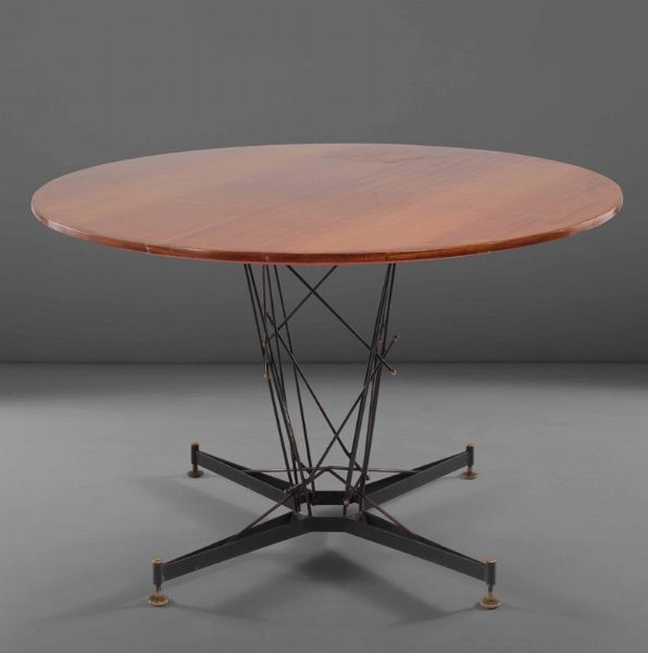 Tavolo con struttura in metallo laccato e ottone. Piano in legno.  - Asta PopUp Design - Associazione Nazionale - Case d'Asta italiane