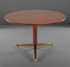 Tavolo con struttura e piano in legno, Sostegno in ottone.  - Asta PopUp Design - Associazione Nazionale - Case d'Asta italiane