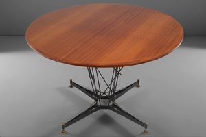 Tavolo con struttura in metallo laccato e ottone. Piano in legno.  - Asta PopUp Design - Associazione Nazionale - Case d'Asta italiane