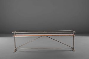 Base per tavolo da lavoro in metallo con piano inferiore in legno di palissandro.  - Asta PopUp Design - Associazione Nazionale - Case d'Asta italiane