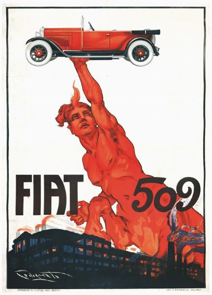 Codognato Plinio : FIAT 509  - Asta Manifesti d'epoca - Associazione Nazionale - Case d'Asta italiane