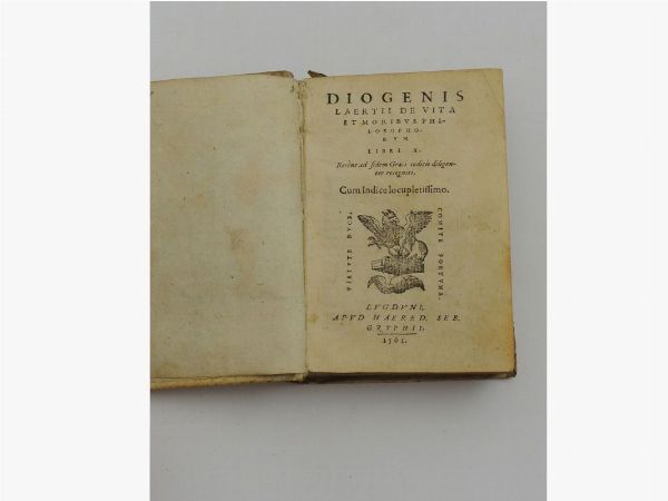 Laertius Diogenes : Diogenis Laertii - De vita  - Asta Asta 206 - Libri Antichi - Associazione Nazionale - Case d'Asta italiane