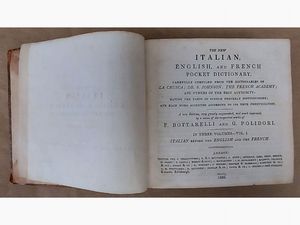 The new Italian Engish, and French Pocket Dictionary  - Asta Asta 206 - Libri Antichi - Associazione Nazionale - Case d'Asta italiane